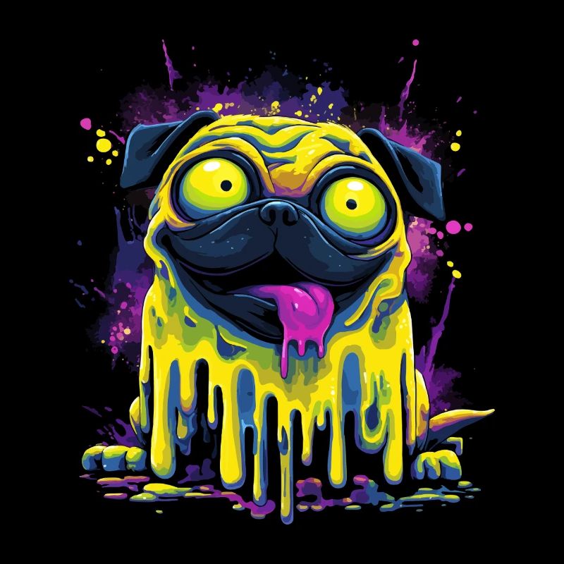 Trippy Psychedelischer Mops Bunter Graffiti Style