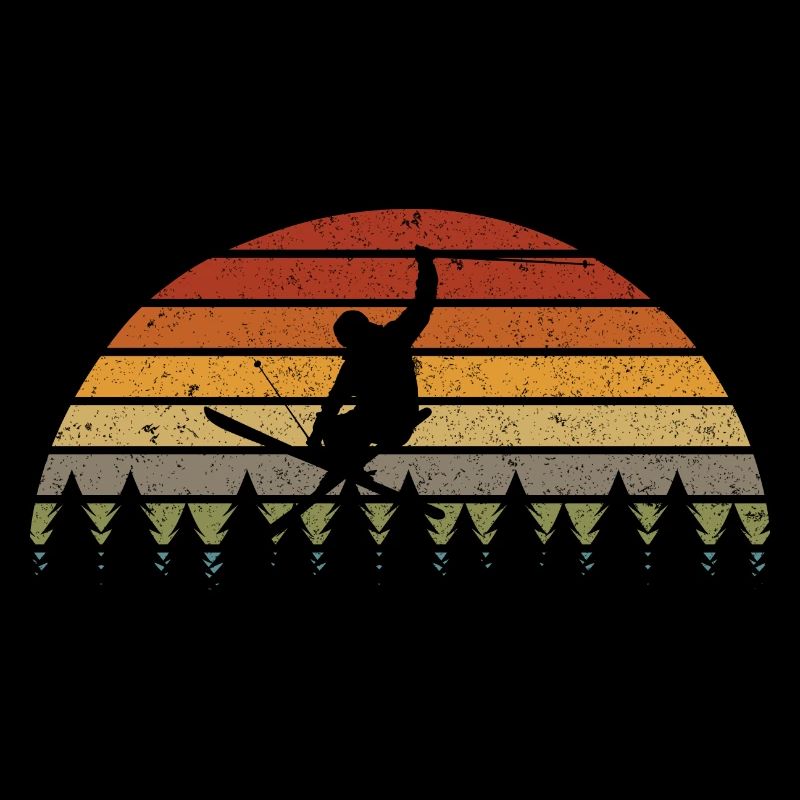 Sunset Snowboarder im Pines Retro Tee