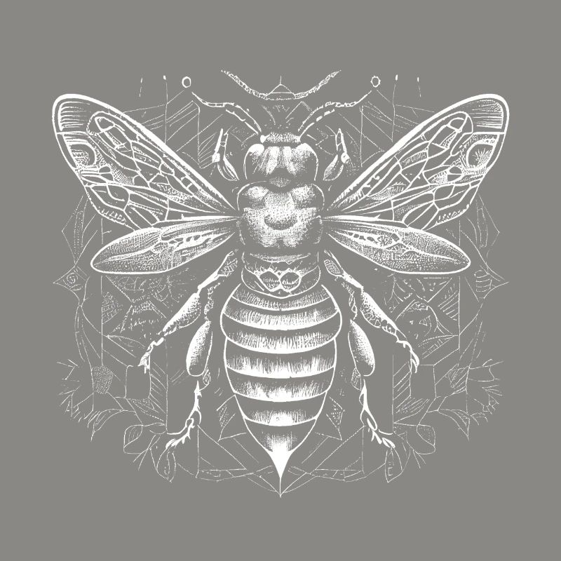 White bee with Aztec pattern