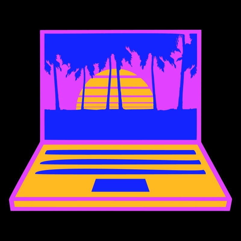 Laptop Computer Screen Palm Trees PC Strip Nerd