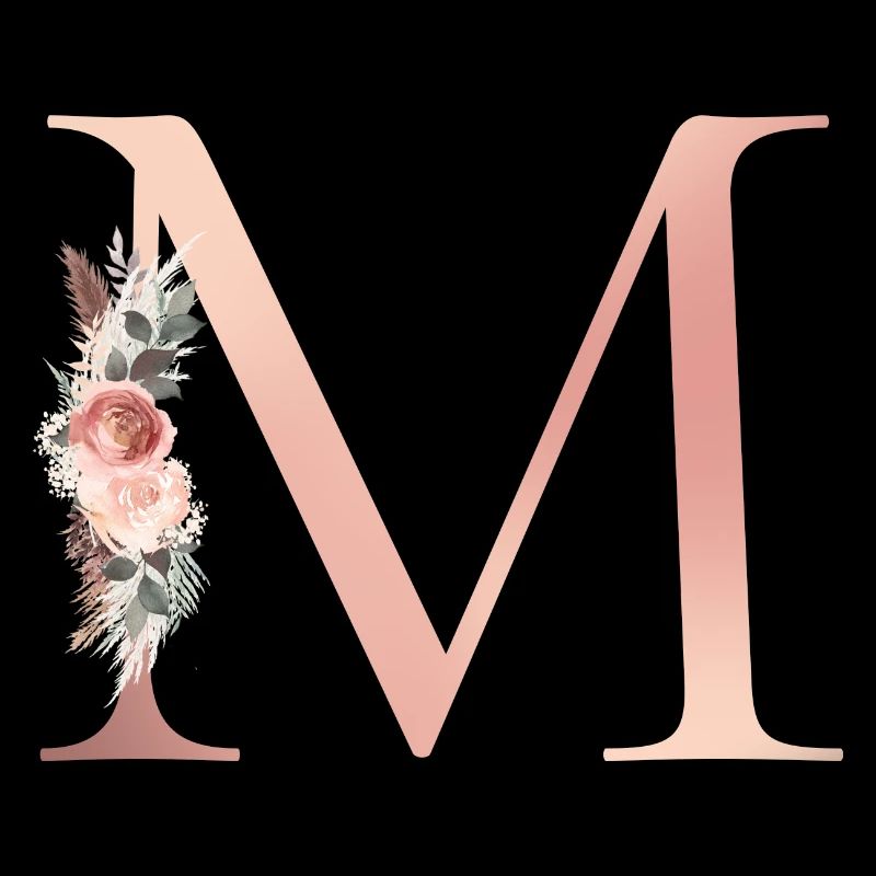 Customizable Monogram M Flowers Boho