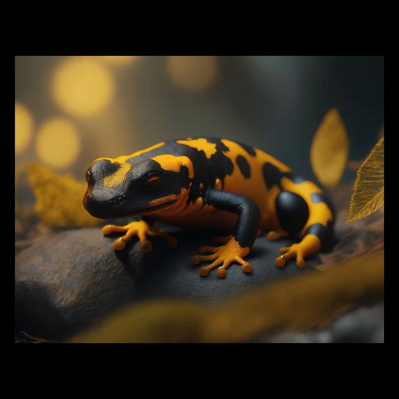 Cute animals doing hibernation – fire salamander