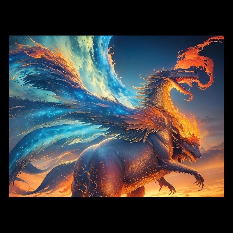 blue red sky with a creature generated ai