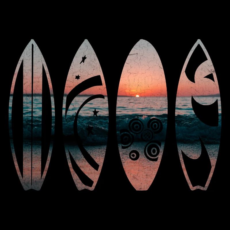 planches de surf coucher du soleil