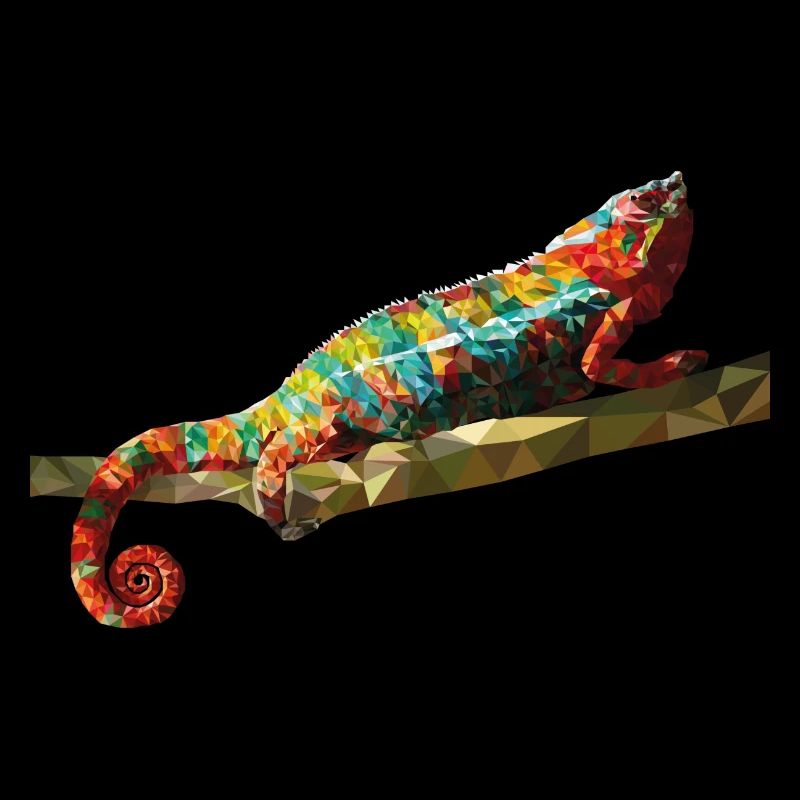 Chameleon Polygondesign Reptil Geschenkidee