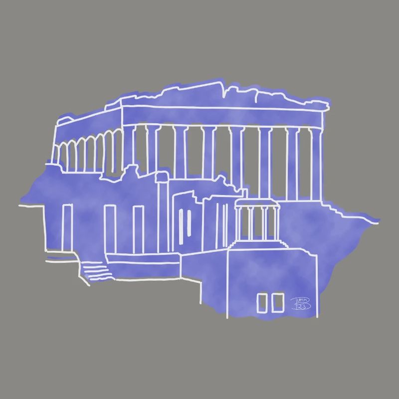 "Acropolis", boho line art design, series "Greece"