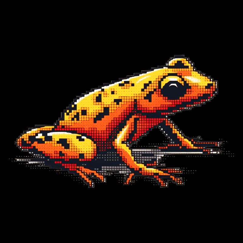 Pfeilgiftfrosch in bunter retro 8 Bit Pixelgrafik