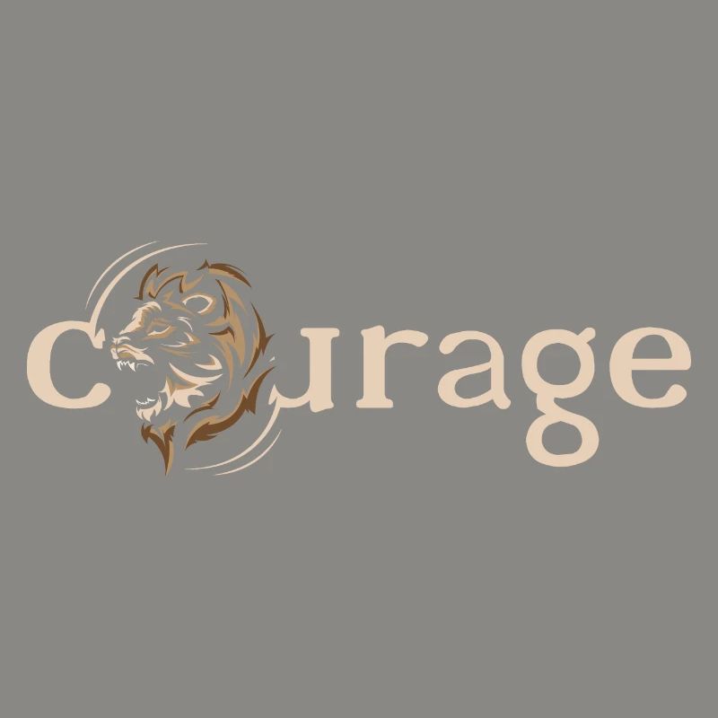 Courage Courage Lion Motivation Force Strength Logo