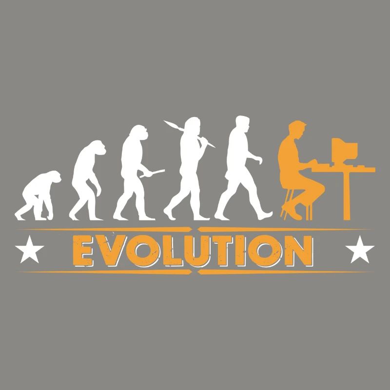 Computer Nerd Evolution - orange/weiss