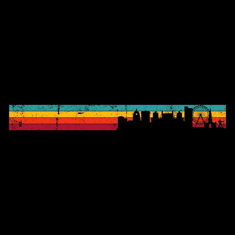 Retro Skyline Sunset Silhouette
