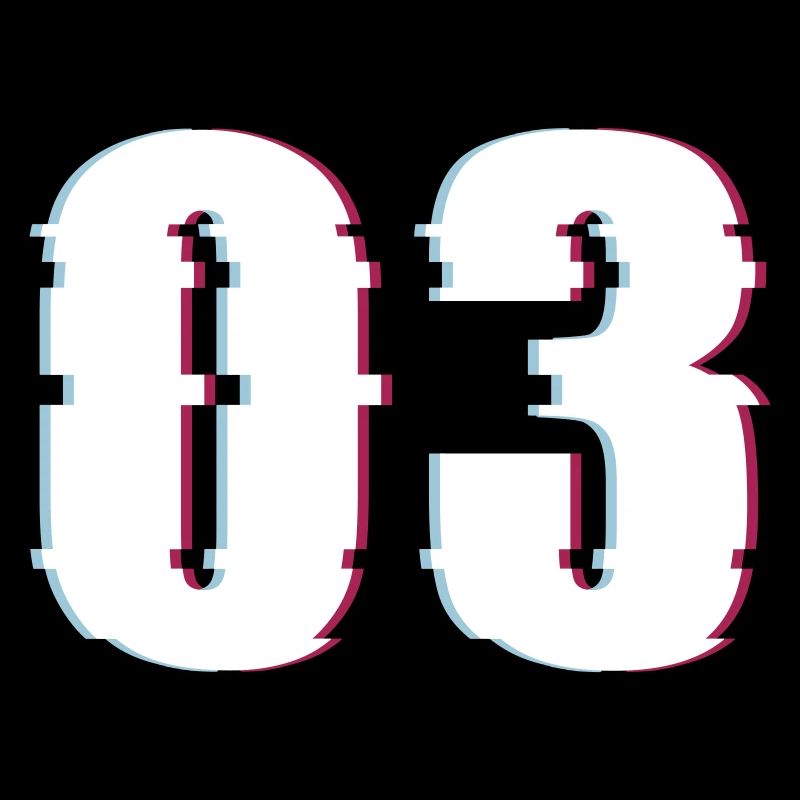 Three 3 Three 03 Number Effect Distorted Number