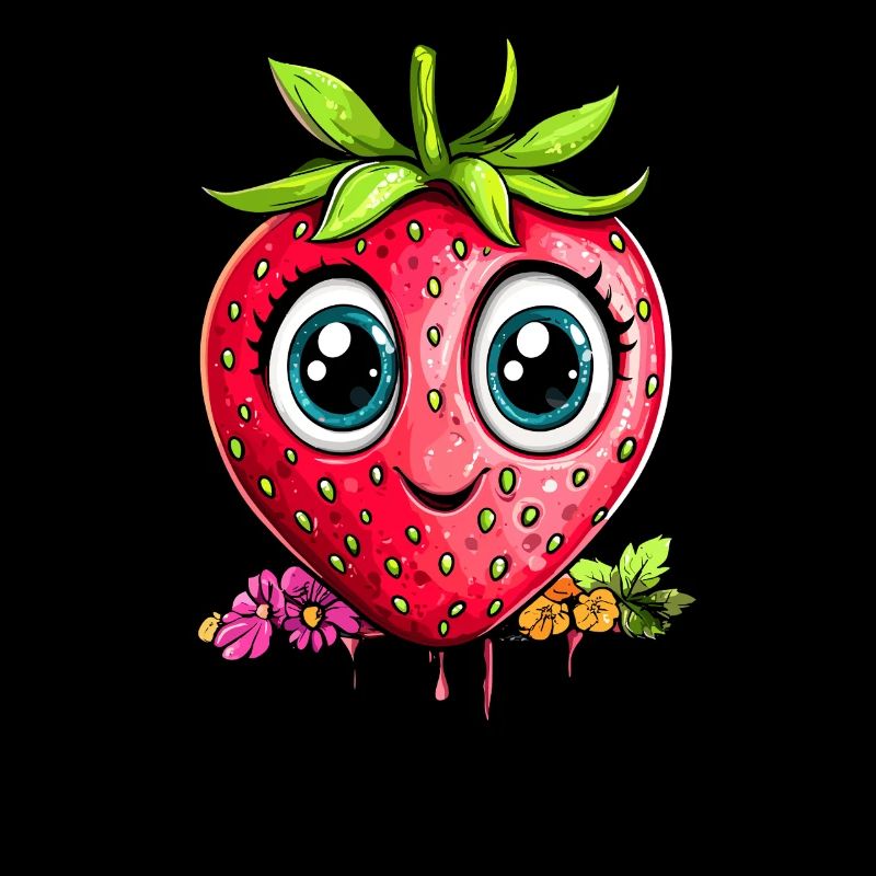 Erdbeere mit großen Augen