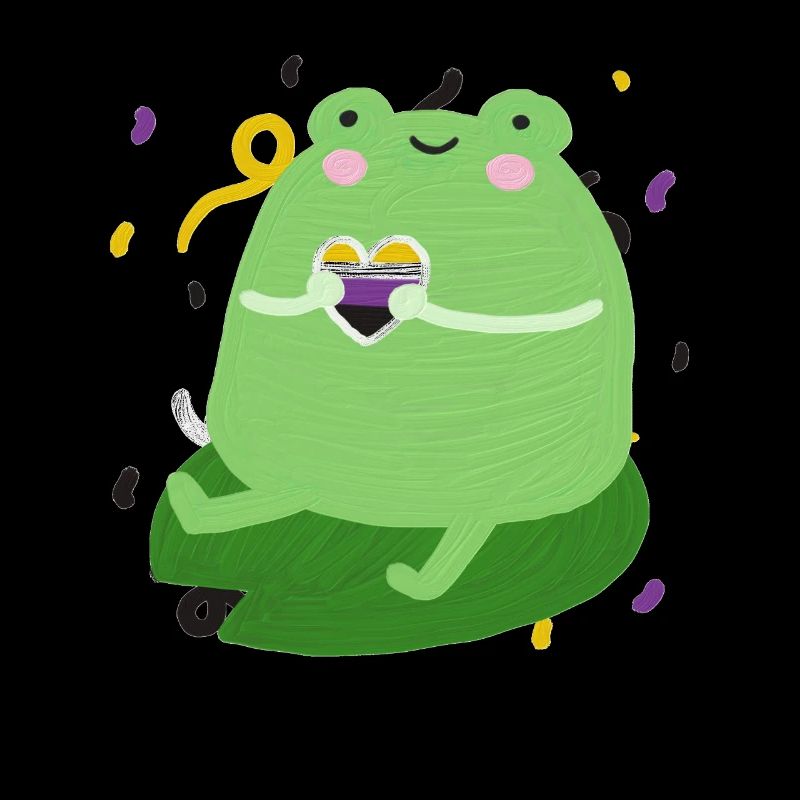 Sweet frog with non-binary pride flag colors