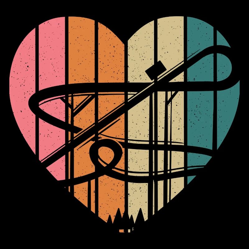 Retro Heart Roller Coaster Theme Park Vacances