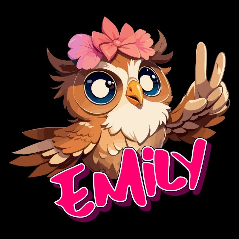 EMILY - Schöner Mädchen Name mit süßer EULE
