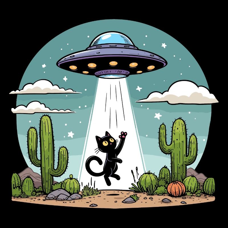 UFO Cat Space Aliens Space Cactus Funny Fun
