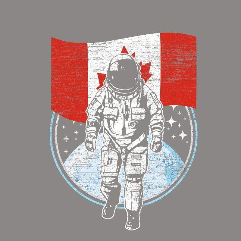 L'astronaute avec le drapeau du Canada dans l'espace