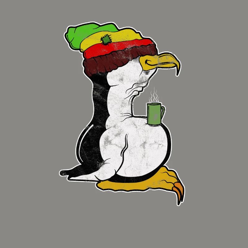 Tux Linux Penguin Coffee Break Computer Nerd Retro