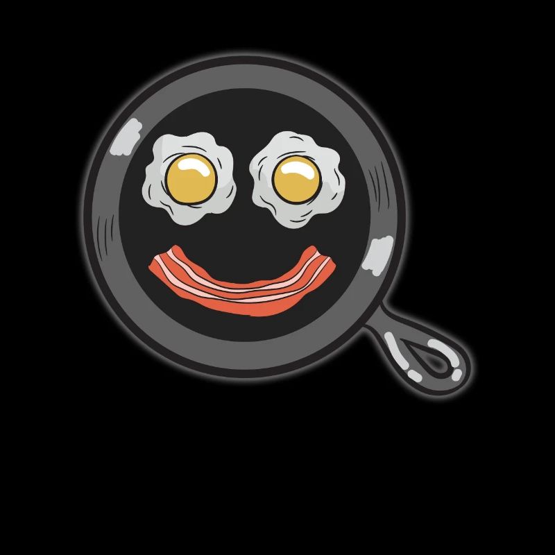 Funny breakfast face fried egg bacon pan