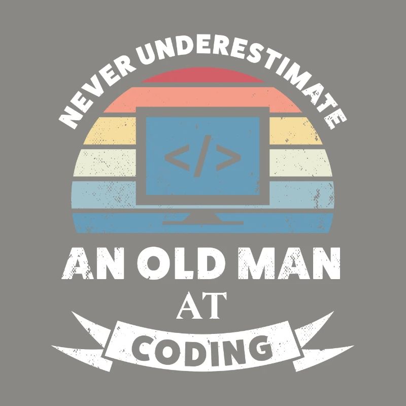 Lustiger alter Mann beim Codieren-Programmiergeschenk