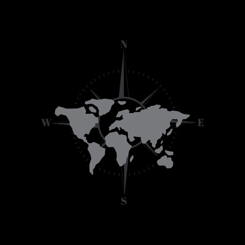 World map with compass