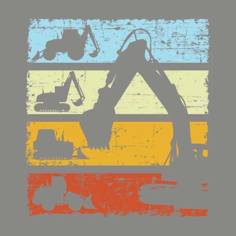 Bagger Baggerfahrer Baustelle Retro Bauarbeiter