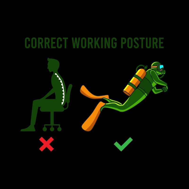 Proper working posture diver office diving