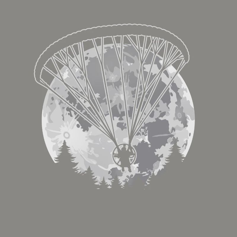 Funny Full Moon Powered Paraglider Paramotor Pilot