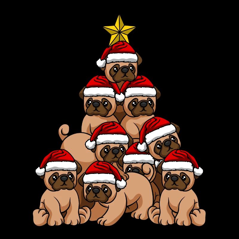 Hund Mops Weihnachtsbaum