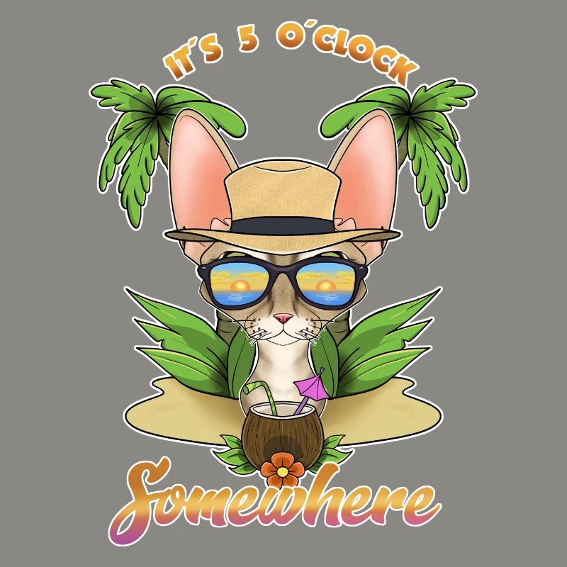 It Is 5 OClock Somewhere Drinking Devon Rex Cat