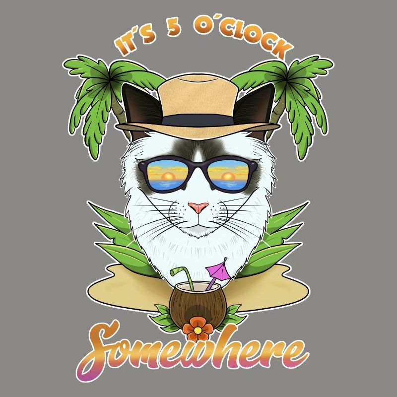 It Is 5 OClock Somewhere Drinking Ragdoll Cat