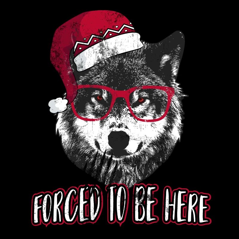 Forced to be here - Grumpy Christmas Wolf