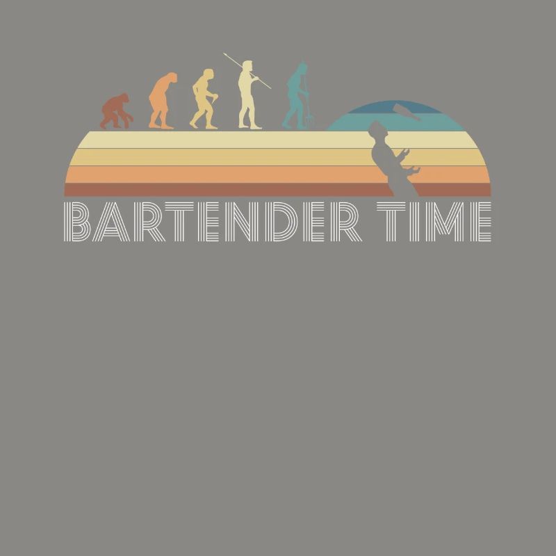 Vintage Retro Bartender Time Barkeeper Evolution