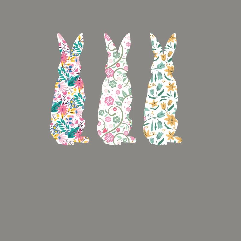 Easter Three Bunnies Rabbit Flower