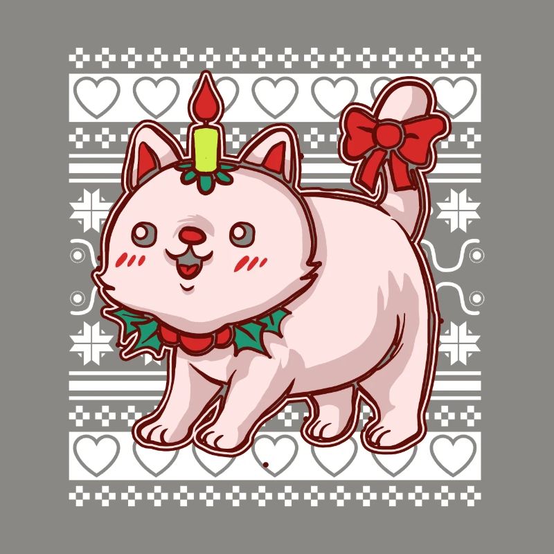 Moche pull de Noël Tshirt chat de Noël