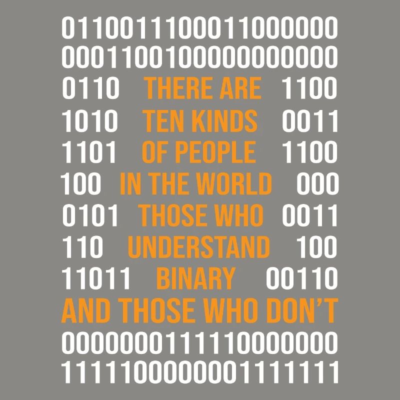 Programmation de code binaire Il existe 10 types de Peop