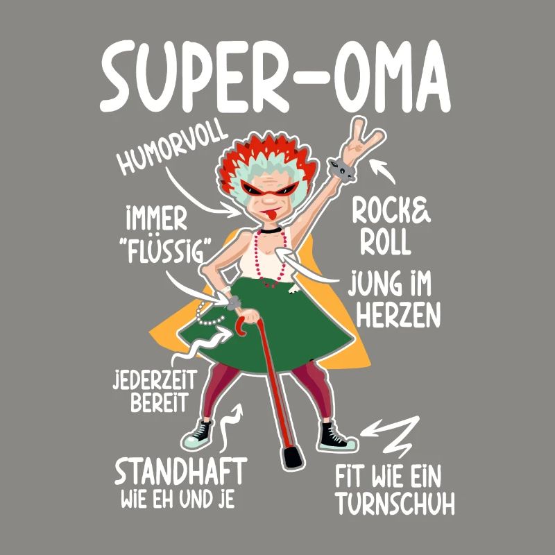 Anatomie eines Super Oma Großmutter Omi