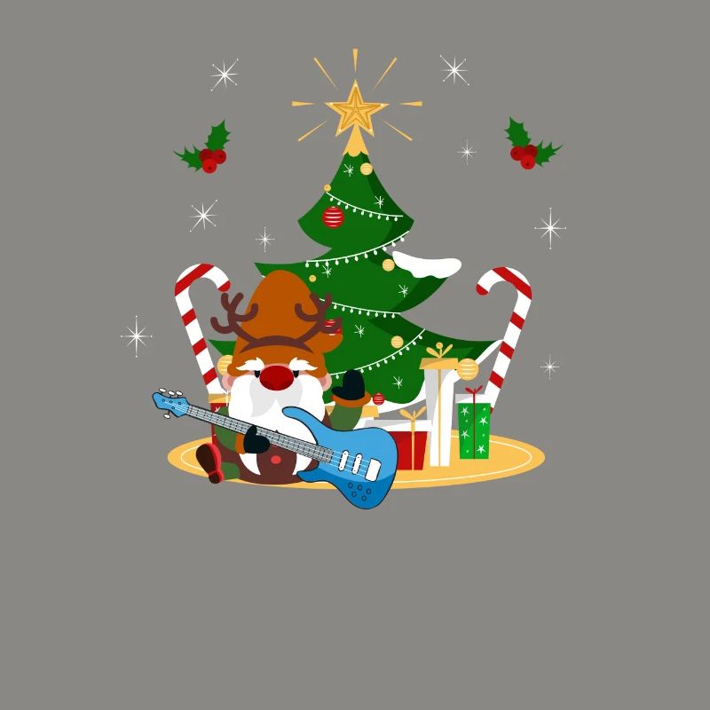 Guitariste Basse Gnome Funny Christmas Tree