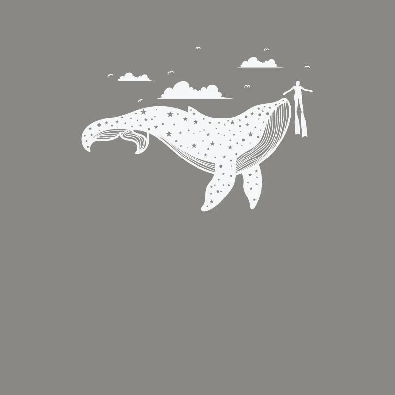 Pattern on whale with diver