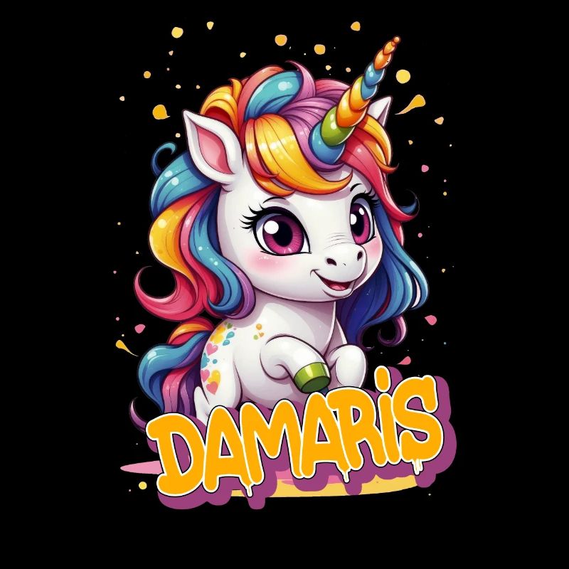 DAMARIS - Schöner Mädchen Name mit süßem Einhorn