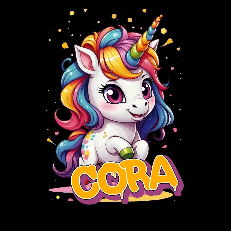 CORA - Schöner Mädchen Name mit süßem Einhorn