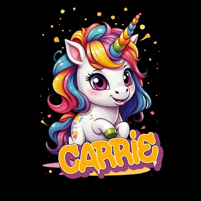 CARRIE - Schöner Mädchen Name mit süßem Einhorn