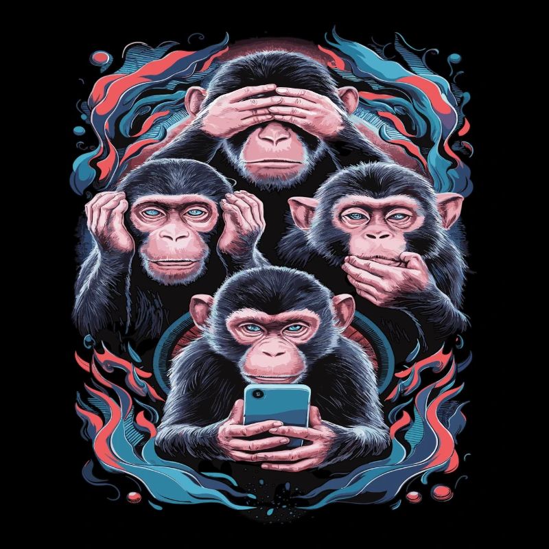 singe sage avec téléphone portable drôle multi conception multimédia