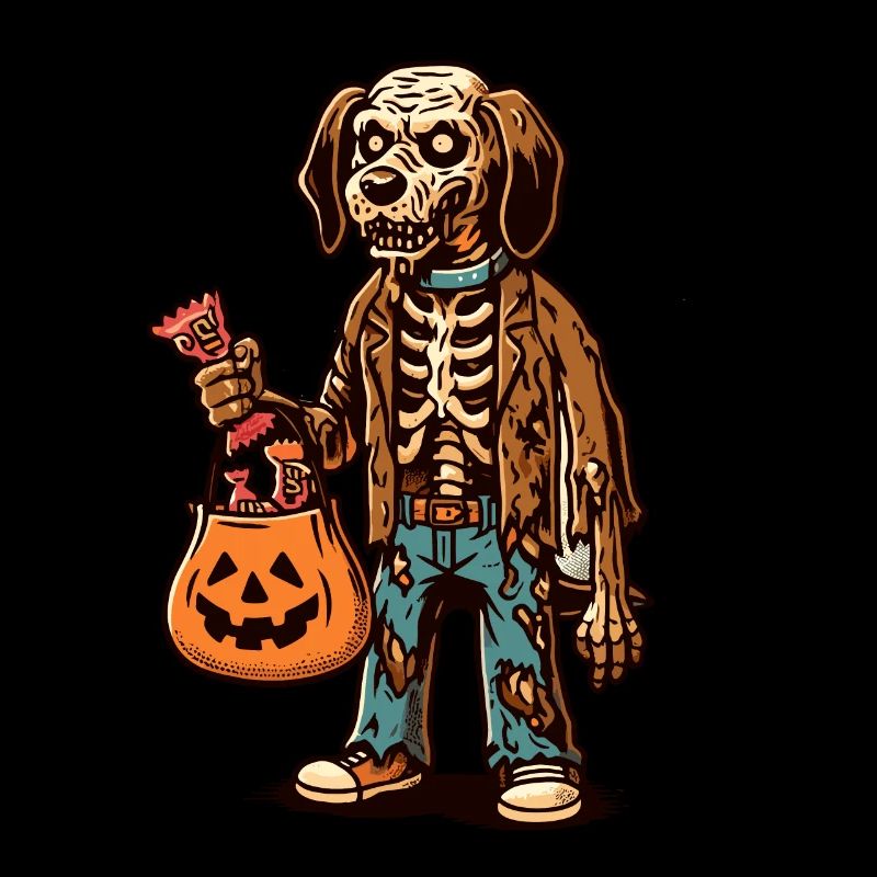 Untote Zombie Hund Süßes Oder Saures Halloween