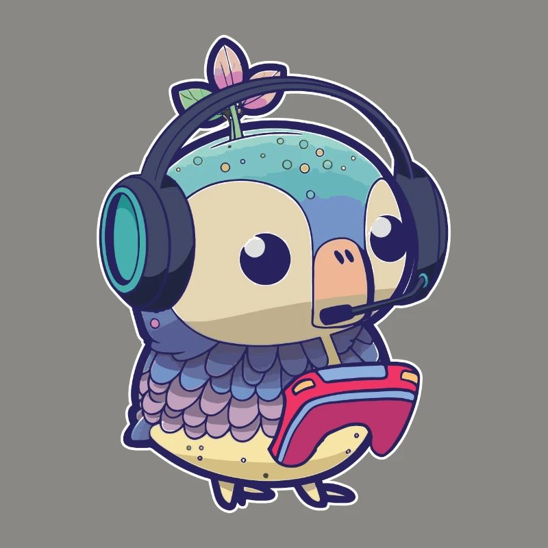 Spielen Sie Controller Gaming -Eule Mit Kopfhörern