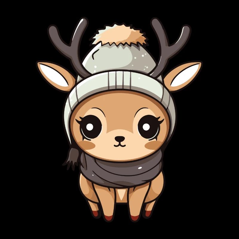 Deer Winter Comic Cute