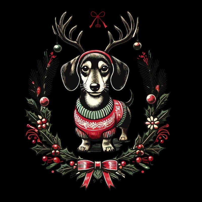 Fröhlicher Dackel Im Weihnachtspullover