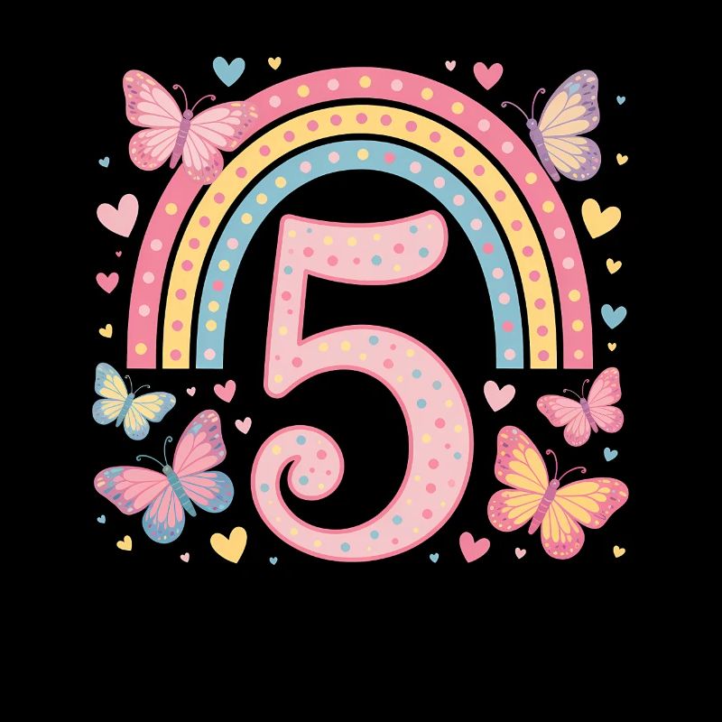 Regenbogen Schmetterling 5. Geburtstag Mädchen