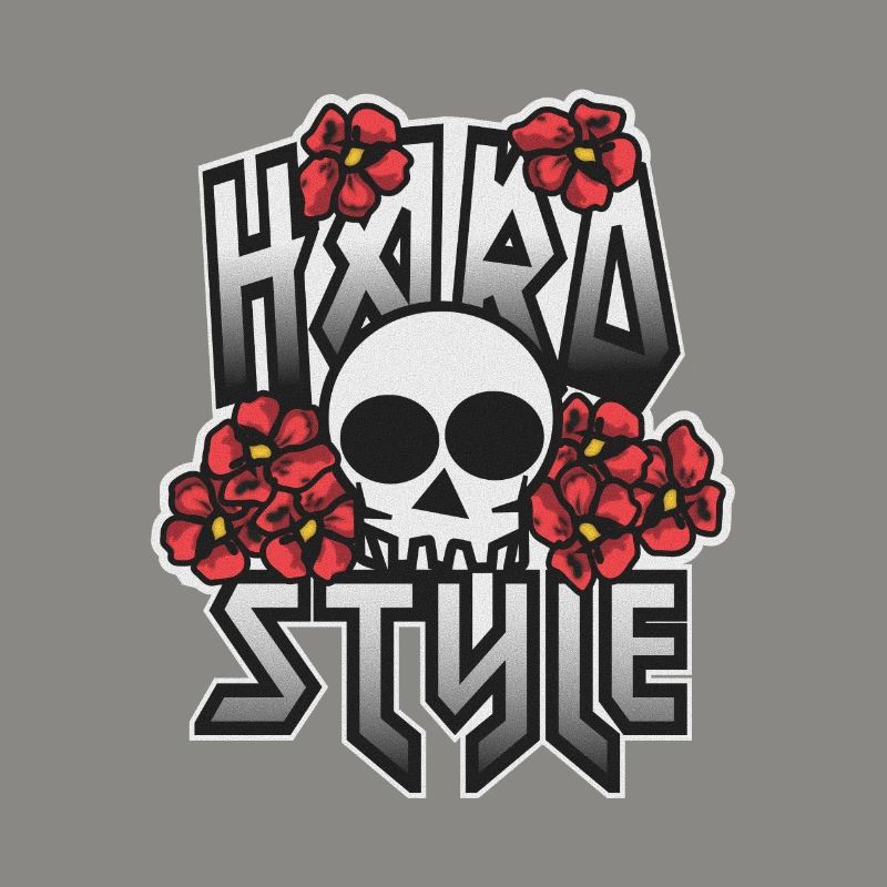 Crâne HARD STYLE incrusté dans les fleurs