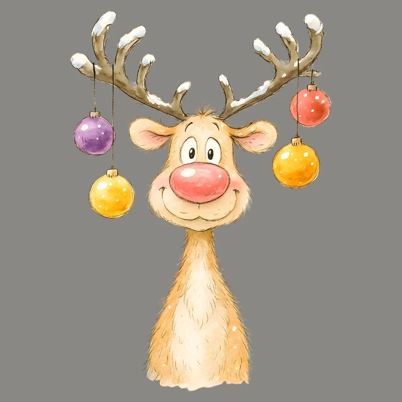 Conception d’aquarelle de renne de Noël mignon